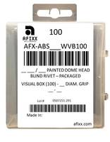 AFX-ABS42W-VB100 Aluminum/Steel 1/8" Open End Dome Head White - Visual Box